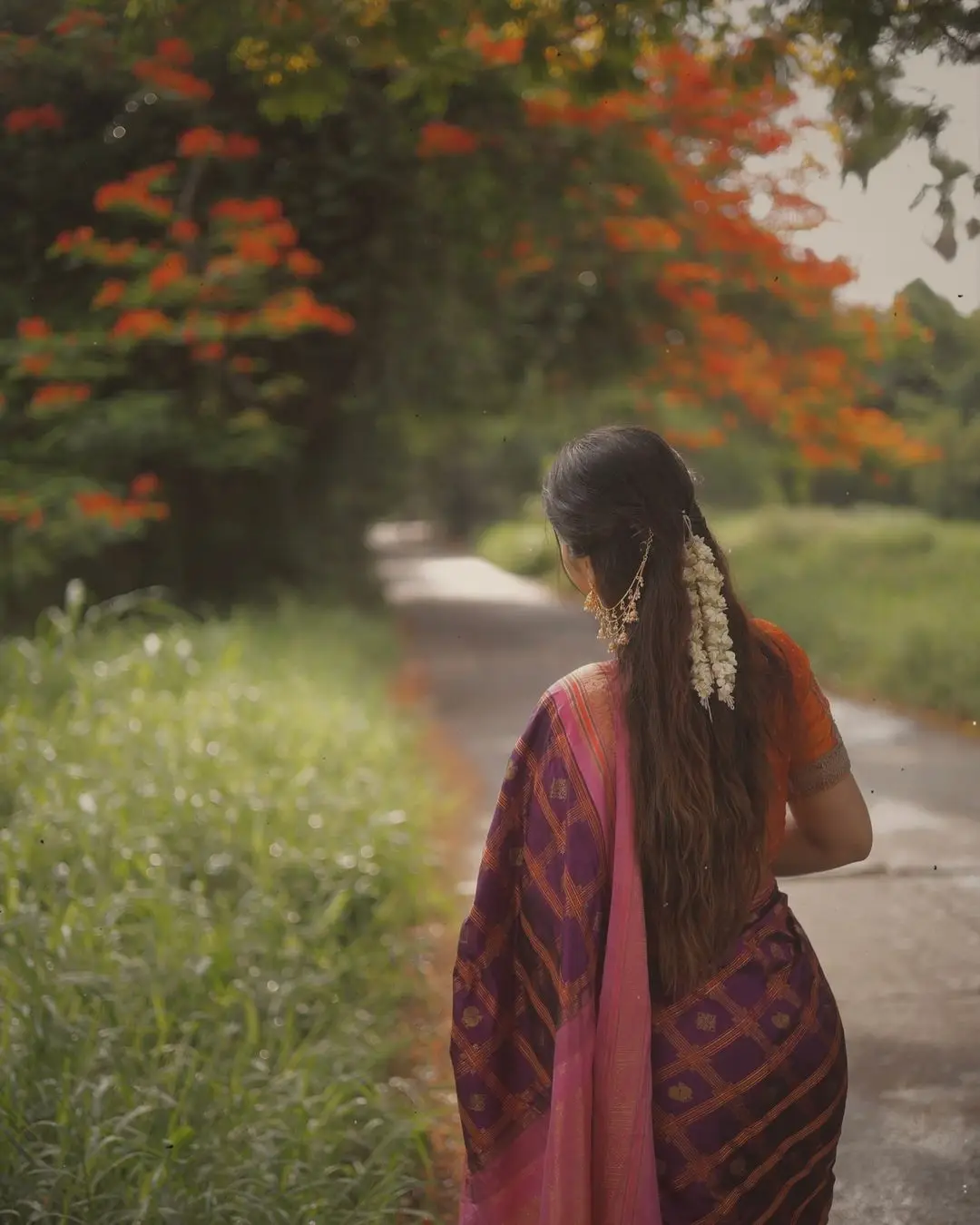 Ayesha Khan Stills in Blue Saree Orange Blouse